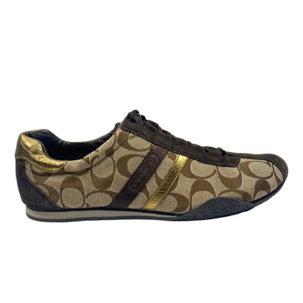 Coach Women's Suede Katelyn Sneaker Shoes Comfort Lace Up Brown Size 8M